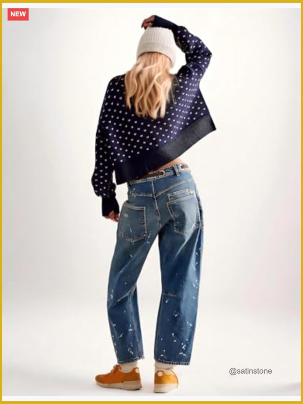 Mid-Low Rise Boyfriend Drawstring Ankle Baggy Elastic Waist Stretchy Boho Denim - Picture 2 of 7